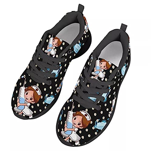 chaqlin Damen Herren Sportschuhe, Cute Girls Nurse Printed Sneakers Leichte Outdoor Running Waking Schuhe, Größe 39 EU von chaqlin