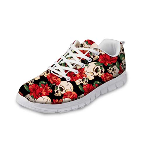 chaqlin Damen Mädchen Casual Turnschuhe Floral Schädel Mode Schuhe Frauen Teenager Student Road Jogging Trainer Fitness Größe 44 von chaqlin