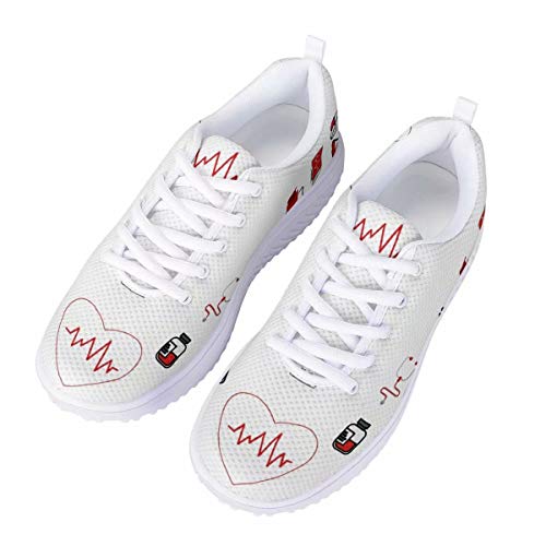 chaqlin Damen Plattform Schuhe niedlichen Krankenschwester Muster Turnschuhe Outdoor Sport Gym Running Walking Trainer leichte Größe Schlankheitsschuhe 37 EU von chaqlin