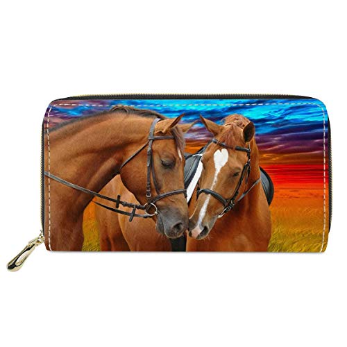 chaqlin Damen Reißverschluss Geldbörsen Solid Brown Horse Printed Card Kupplungshalter Geldbörse Teenage Ladies Gift von chaqlin