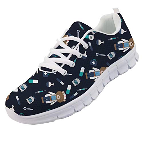 chaqlin Damen Schuhe Casual Laufschuhe Bär Krankenschwester Arzt Design Mode Trainer Schnüren Leichte Sport Turnschuhe Größe EU45 von chaqlin