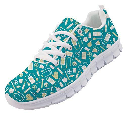 chaqlin Damen Schuhe Krankenschwester Turnschuhe Cartoon Mode Trainer Schnüren Leichte Sport Turnschuhe Größe EU38 von chaqlin