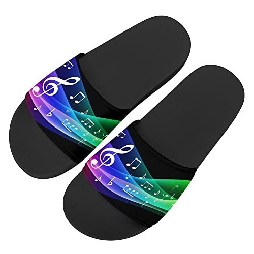 chaqlin Damen Sommer Hausschuhe, offene Zehenpartie, Badeschlappen Duschslides, Blau - Blauer Musikdruck - Größe: 37.5 EU von chaqlin