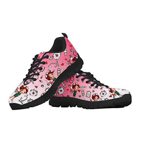 chaqlin Damen Trainer Laufschuhe Leichte Sport-Turnhallen Walking Sneakers mit Cartoon Damen Krankenschwester Schuhe Pink 41 EU von chaqlin