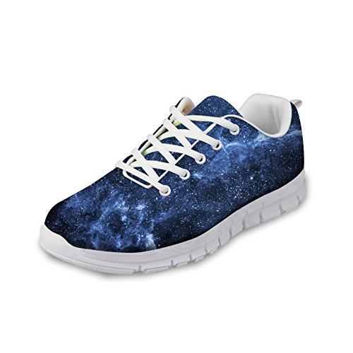 chaqlin Damen & Herren Laufschuhe Unterwasser Tier Hai Wolf Muster Sport Sneaker Mode Schnürschuhe Turnschuhe für Jungen Mädchen Blau, Blau - Galaxy 9 - Größe: 38 EU von chaqlin