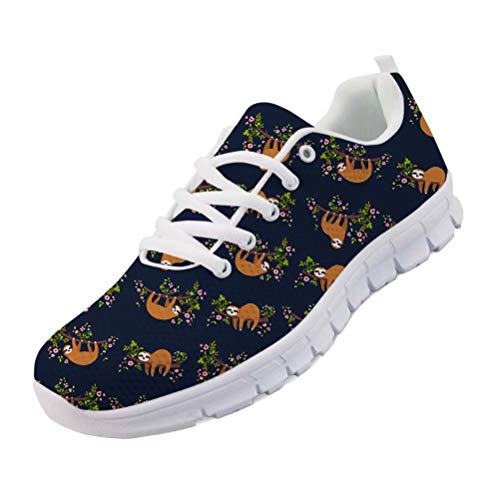 chaqlin Damen & Herren Laufschuhe Unterwasser Tier Hai Wolf Muster Sport Sneaker Mode Schnürschuhe Turnschuhe für Jungen Mädchen Blau, - Faultier - Größe: 39 EU von chaqlin