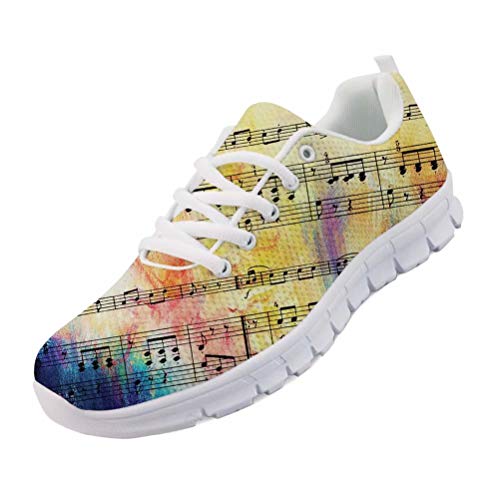 chaqlin Damen & Herren Laufschuhe Unterwasser Tier Hai Wolf Muster Sport Sneaker Mode Schnürschuhe Turnschuhe für Jungen Mädchen Blau, - Musiknote - Größe: 7.5 UK von chaqlin