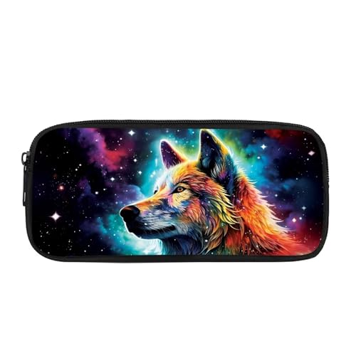 chaqlin Federmäppchen mit großer Kapazität für High School Office College Student Pencil Box Case, Galaxy Night Wolf, Münzfach von chaqlin