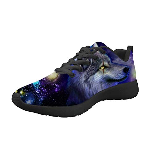 chaqlin Frauen Männer Laufschuhe Cool Animal Wolf Designer Wohnungen Mode Turnschuhe für Teenager Junge Mädchen Casual Outdoor Sport Schnürschuhe Größe UK10 = Eur43 von chaqlin