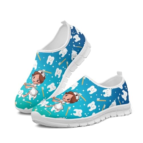 chaqlin Frauen Männer Laufschuhe Zahnarzt Blau Gedruckt Slip-on Walking Schuhe Krankenschwester Sneaker Damen Herren Netter medizinischer Druck Nette Sportschuhe Nurse Turnschuhe,Größe 36 EU von chaqlin