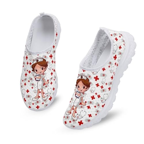 chaqlin Frauen Slip-on Laufschuhe Weiße Krankenschwester Arbeitsschuhe Leichte Gehschuhe Nette medizinische Krankenschwester Sneakers Damen Walkingschuhe,38 EU von chaqlin