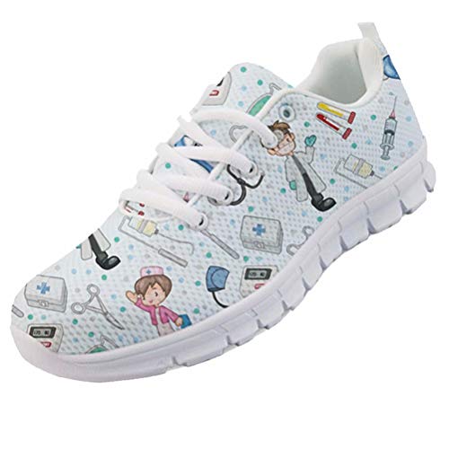 chaqlin Frauen Turnschuhe Cartoon Krankenwagen Muster Krankenschwester Wohnungen Schuhe Casual Damen Schuhe EU40 von chaqlin