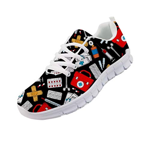 chaqlin Frauen Wanderschuhe Mode Turnschuhe Air Mesh Tennis Schuhe Sport Trainer Cartoon Medical Printed Pflege Turnschuhe Größe UK5 = Eur37 von chaqlin