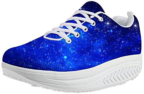 chaqlin Galaxy Print Damen Plateau Wanderschuhe Casual Outdoor Sport Fitness Turnschuhe Shape Ups Höhe zunehmende Trainer Größe EU38 von chaqlin