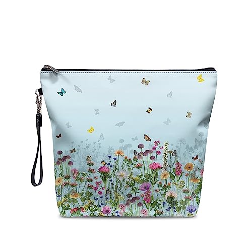 chaqlin Große Kosmetiktasche für Geldbörse Frauen Mädchen Make-up-Taschen wasserdichte Reißverschluss Brieftasche Tragbare Reise Schönheit Taschen Toilettenartikel Organizer, Gartenblume, Einheitsgröße, Kulturbeutel von chaqlin