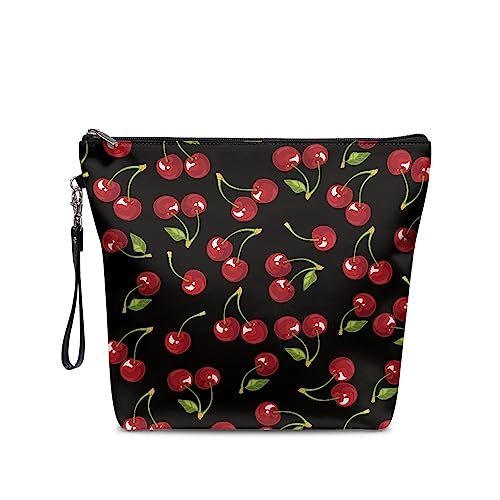 chaqlin Große Kosmetiktasche für Geldbörse Frauen Mädchen Make-up-Taschen wasserdichte Reißverschluss Brieftasche Tragbare Reise Schönheit Taschen Toilettenartikel Organizer, Obstkirsche, Einheitsgröße, Kulturbeutel von chaqlin