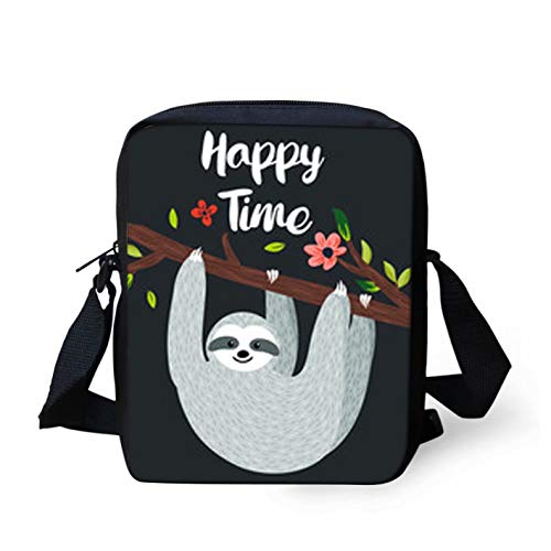 chaqlin Happy Time Sloth Schultaschen für Kinder Kinder Casual Book Handtaschen Damen Mädchen Cool Crossbody Handtaschen Geschenke von chaqlin