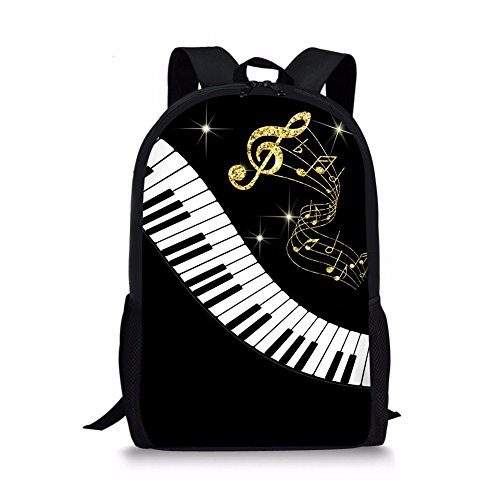 chaqlin Hübsche Musiknoten-Rucksäcke, College-Schultasche, Schultertasche, lässig, Reisen, Tagesrucksack, Wandern, Camping, Rucksack, Klavier-Design, Klavierschlüssel, Schulrucksack von chaqlin