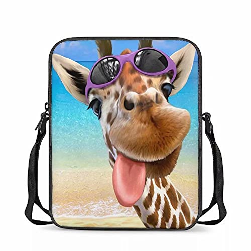 chaqlin Jungen Mädchen Niedliche Mini Umhängetaschen mit Lustiger Giraffe Printed School Sling Schulter Totebags Kinder Kinder Lässige Reise Umhängetaschen Handy Geldbörse Brieftasche von chaqlin