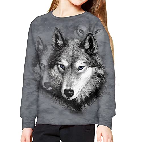 chaqlin Kapuzenpullover für Jungen und Mädchen, langärmelig, Alter 6–16 Jahre, Grauer Wolf, 11-13 Jahre von chaqlin