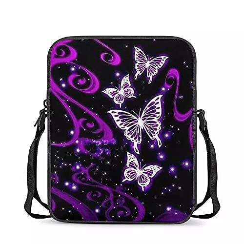 chaqlin Kinder Back to School Umhängetasche mit Galaxie lila Schmetterling Messenger Bags Damen Mädchen Kuriertasche Sling Schulter Totebags für Outdoor Travel Beach von chaqlin