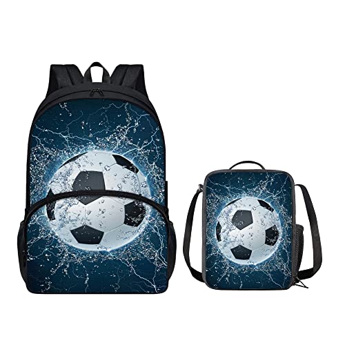 chaqlin Kinder-Rucksack-Set mit Lunch-Taschen, 2er-Pack, Büchertaschen-Set für Kindergarten, Wasserfußball, Einheitsgröße, Schulranzen-Set von chaqlin