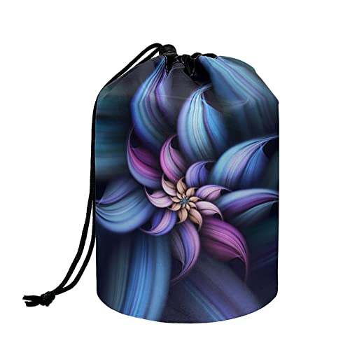 chaqlin Kosmetiktasche mit Kordelzug, für Damen und Mädchen, tragbar, Kosmetiktasche mit Kordelzug, Kunst, violette Blume, Einheitsgröße, Kulturbeutel von chaqlin