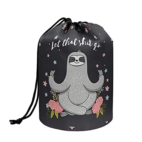 chaqlin Kosmetiktasche mit Kordelzug, für Damen und Mädchen, tragbar, Kosmetiktasche mit Kordelzug, Yoga-Faultier, Einheitsgröße, Kulturbeutel von chaqlin