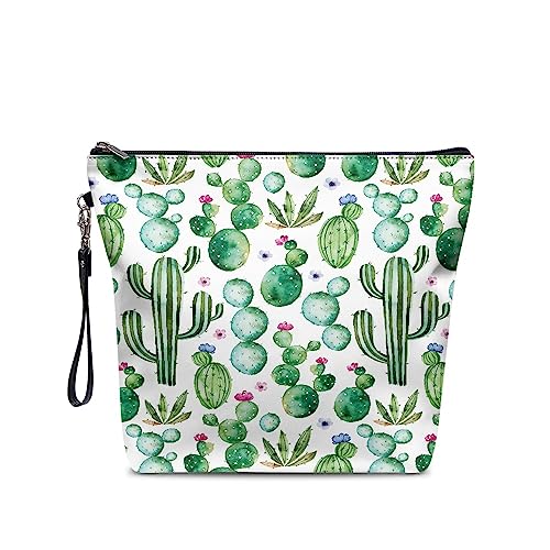 chaqlin Kosmetiktaschen für Frauen und Mädchen, niedliche Make-up-Tasche, Reisetaschen, Kawai, PU-Leder, Schönheitstaschen, Kulturbeutel, Organizer, tragbar, große Kosmetiktasche mit Umhängeband, Kaktus-Thema, Einheitsgröße, Kulturbeutel von chaqlin