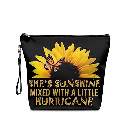 chaqlin Kosmetiktaschen für Frauen und Mädchen, niedliche Make-up-Taschen, Beauty-Aufbewahrungstaschen, Reißverschluss-Tasche, wasserdicht, Reise-Kulturartikel-Organizer, She's Sunshine Sunflower, Einheitsgröße, Kulturbeutel von chaqlin