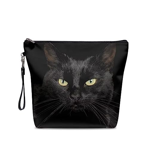 chaqlin Kosmetiktaschen für Frauen und Mädchen, niedliche Make-up-Taschen, Beauty-Aufbewahrungstaschen, Reißverschluss-Tasche, wasserdicht, Reise-Kulturartikel-Organizer, schwarze katze, Einheitsgröße, Kulturbeutel von chaqlin