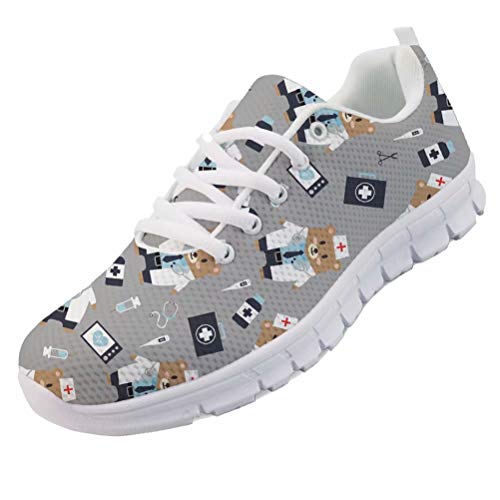 chaqlin Krankenschwester Bär Sneaker Running Sneakers für Damen Schuhe Outdoor Sport Casual Jogging Loafer Damen Mädchen Trainer Zurück in die Schule Geschenke Größe EU37 von chaqlin