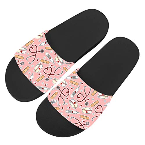 chaqlin Krankenschwester Muster Slide Slipper Frauen Männer Haus Dailyshoes Duschsandalen Slide Pool Strand Clogs Flip Flops Leichte Slipper Größe 38 EU von chaqlin