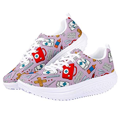 chaqlin Krankenschwester Sneaker Casual Sport Gym Fitnessschuhe für Damen Mode Laufen Walking Trainer mit Platform Toning 38 EU von chaqlin