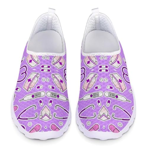 chaqlin Krankenschwester Sneaker für Damen Sport Mesh Laufschuhe Slip-On Sport Gym Flats Laufschuhe Lila 37 EU von chaqlin