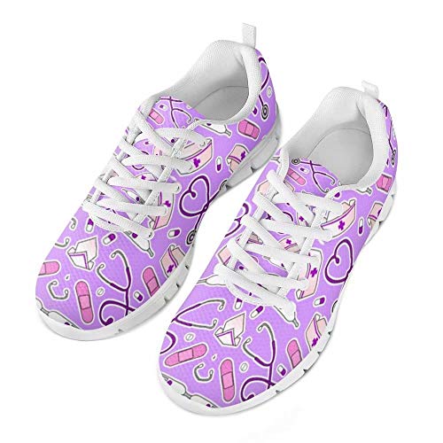 chaqlin Cute Nurse Sneakers für Damen Casual Sport Trainer Mode Laufschuhe Lightweight Purple Size 40 EU von chaqlin