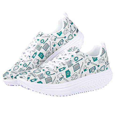 chaqlin Krankenschwester süße Turnschuhe lässige Plattform Toning Schuhe Teenager Damen Reisen Wanderschuhe Frauen Sport Turnschuhe mit Schnürung weiß 39 EU von chaqlin