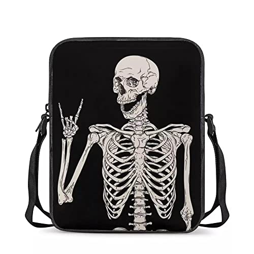 chaqlin Kuriertaschen für Jungen und Mädchen, Mini-Umhängetaschen, Kinder, Schulterhandtaschen, Totenkopf Skelett, Einheitsgröße, Kuriertasche von chaqlin