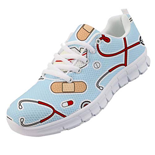 chaqlin Lace up Running Schuhe Damen Sneaker Cute Nursing Sneaker Sport Gym Jogging Sportschuhe Damen Mädchen Trainer Blau Größe Eur41 von chaqlin