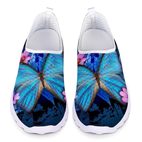 chaqlin Lauf-Sneaker für Damen und Herren, lässig, Sport, Walking, Fitnessstudio, Turnschuhe, Slipper, Straße, Joggen, Loafer, atmungsaktiv, blau mit schmetterlingen, 41 EU chaqlin Lauf-Sneaker für Damen und Herren, lässig, Sport, Walking, Fitnessstudio, Turnschuhe, Slipper, Straße, Joggen, Loafer, atmungsaktiv, blau mit schmetterlingen, 41 EU von chaqlin
