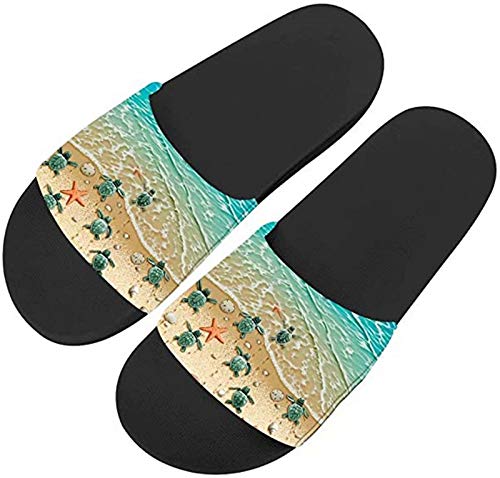 chaqlin Meeresschildkröte Muster Flip Flops Hausschuhe Strand Sandalen Pool Schuhe für Frauen Damen Faultier Geschenke Sommerferien Slip on Slider Wasserschuhe Größe 39 EU von chaqlin