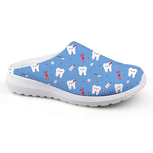 chaqlin Mesh Slipper Strand Sandalen für Damen Damen Casual Sommer Urlaub Sport Wasserschuhe mit Slip-on, - Cartoon Zahnarzt Zahn 3 - Größe: 39 EU von chaqlin