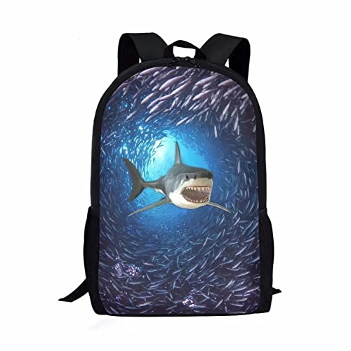 chaqlin Mode Galaxy Tier Rucksack Schultaschen für Jungen Mädchen Büchertasche Tagesrucksack, Blauer Tierhai, Einheitsgröße, Schulrucksack von chaqlin