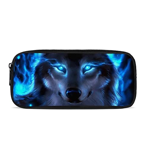 chaqlin Neon Wolf Stifteetui Federmäppchen für Kinder Teenager, Schule Stifteetui mit Tierdruck Reißverschluss Schreibwarentaschen Große Kapazität Marker Organizer für Schule Bürobedarf von chaqlin