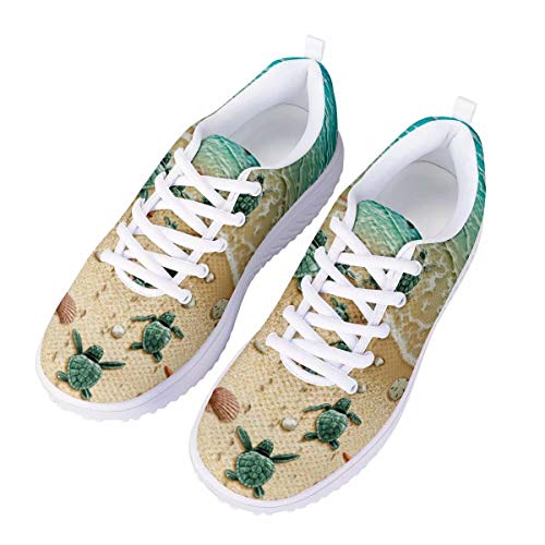 chaqlin Neuheit Meeresschildkröte Stamm Muster Mesh Turnschuhe Turnschuhe Höhe Schlankheit Plattform Schuhe für Damen Outdoor-Sport Sport Laufschuhe leichte Wanderschuhe 40 EU von chaqlin