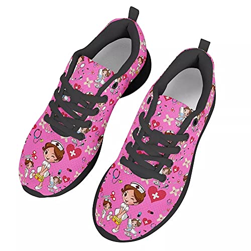 chaqlin Pink Nurse Laufschuhe für Damen Herren, Damen Krankenschwester Sneakers Atmungsaktiv Leichte Sportschuhe, Größe 46 EU von chaqlin