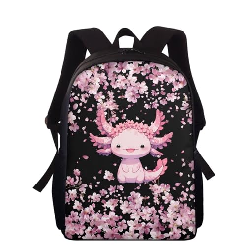 chaqlin Rucksack, Schultaschen für Jungen und Mädchen, lässiger Sport, Tagesrucksack, Grundschule, große Kapazität, 38,1 cm, Axolotl Flower, Einheitsgröße, Schulrucksack chaqlin Rucksack, Schultaschen für Jungen und Mädchen, lässiger Sport, Tagesrucksack, Grundschule, große Kapazität, 38,1 cm, Axolotl Flower, Einheitsgröße, Schulrucksack von chaqlin