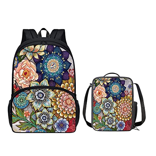 chaqlin Rucksack-Set für Jungen und Mädchen, 2-teilig, personalisierbar, mit Thermo-Lunchbox, Blütenblume, Einheitsgröße, Schulranzen-Set von chaqlin