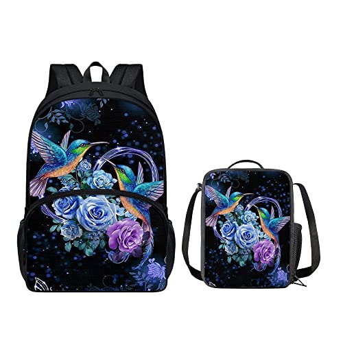 chaqlin Rucksack-Set für Jungen und Mädchen, 2-teilig, personalisierbar, mit Thermo-Lunchbox, Kolibri Rose, Einheitsgröße, Schulranzen-Set von chaqlin