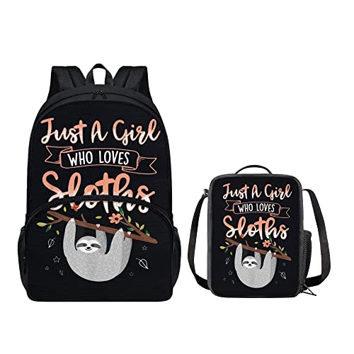 chaqlin Rucksack-Set für Jungen und Mädchen, 2-teilig, personalisierbar, mit Thermo-Lunchbox, Lustiger Faultier, Einheitsgröße, Schulranzen-Set von chaqlin